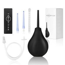 Kit di lampadina clistere di Temontian Cleaner anatomia con tubo regolabile+4 ugelli (nero)
