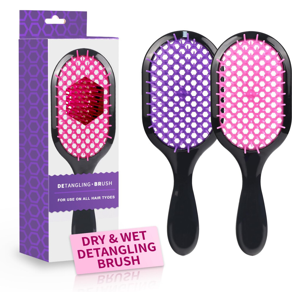 Mejglrc Light Detangling Brush 2 Pack Detangler Brush Gentle & Effective Detangling On Wet Or Dry Fragile Hair Types Ultra- Detangling Brsuh Ventilated