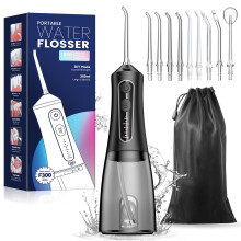 JTF Water Dental Flosser Picks for Teeth - 4 Modes Cordless Oral Irrigator  300ML Portable Water Flosser & Rechargeable IPX7 Waterproof Water Tee