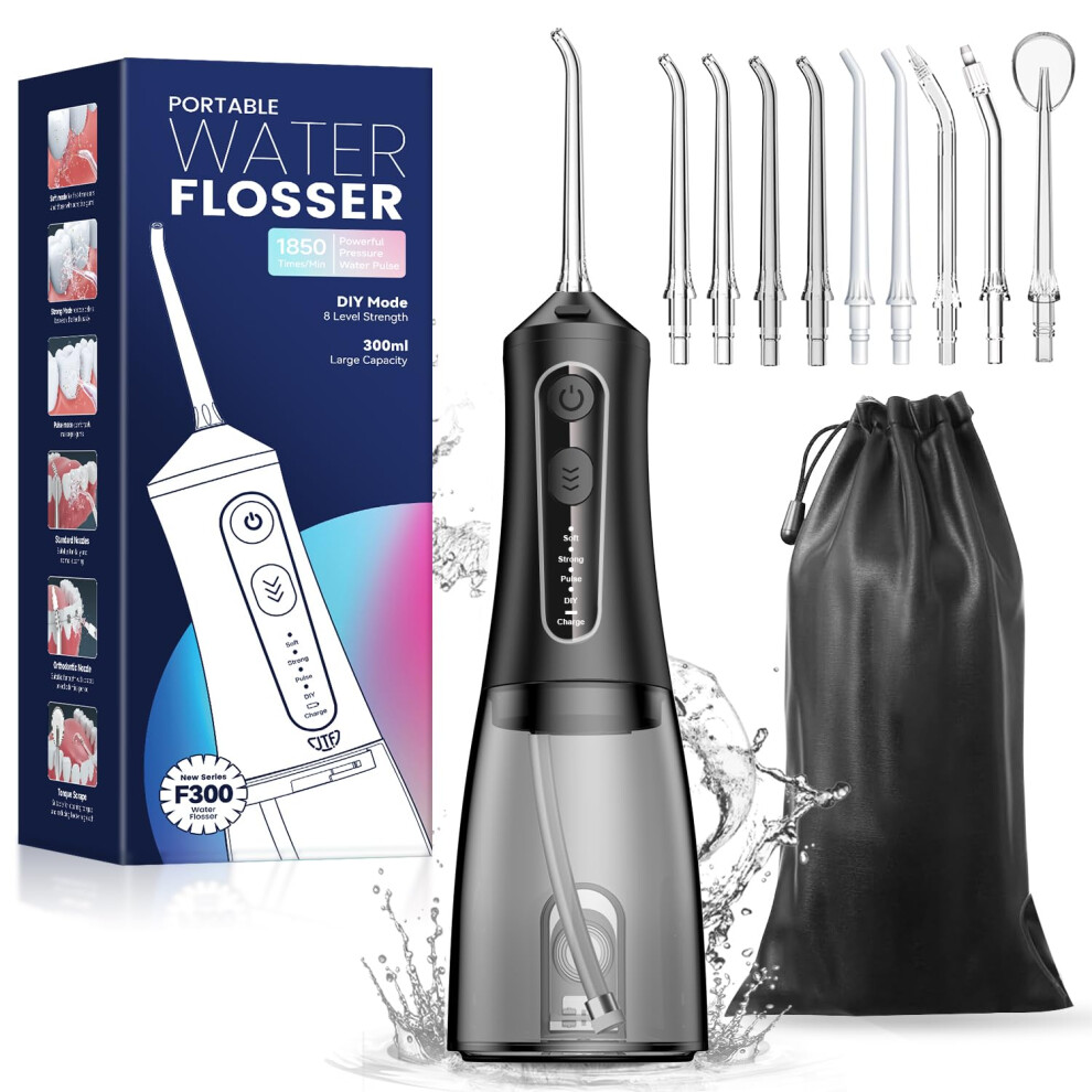 Jtf Water Dental Flosser Picks For Teeth - 4 Modes Cordless Oral Irrigator 300Ml Portable Water Flosser & Rechargeable Ipx7 Waterproof Water Tee