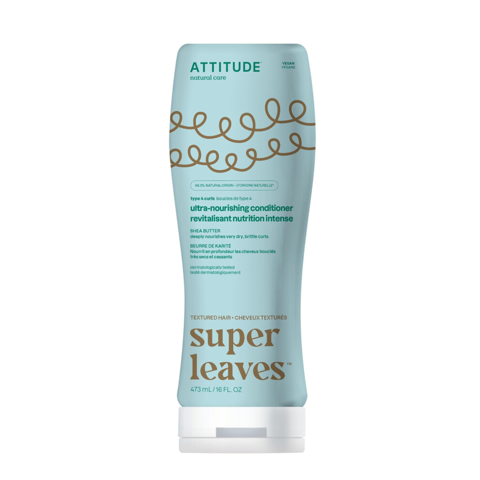 Attitude Ultra-Nourishing Conditioner For Curly Hair With Shea Butter Vegan Detangler And Naturally Derived 4A 4B 4C Curl Type Deeply Nourish