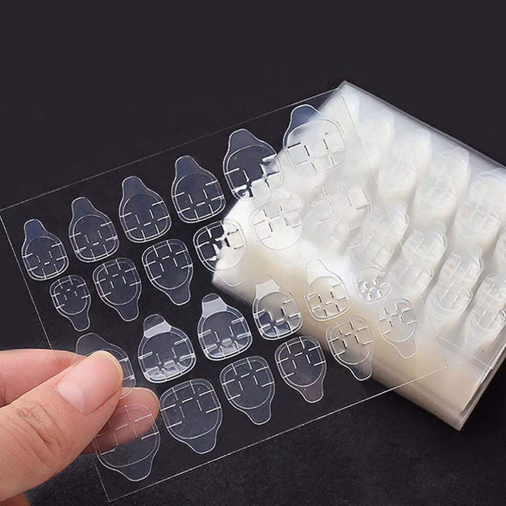 Mwellewm 50 Sheets Double Side Glue Nail Sticker For Press On Nail Sticky Tabs Waterproof Breathable False Nail Tips Jelly Adhesive Tabs Nail Glue