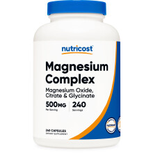 Nutricost Magnesiumkomplex 500 mg, 240 Kapseln Magnesiumoxidcitrat und Glycinat glutenfrei und gentechnikfrei