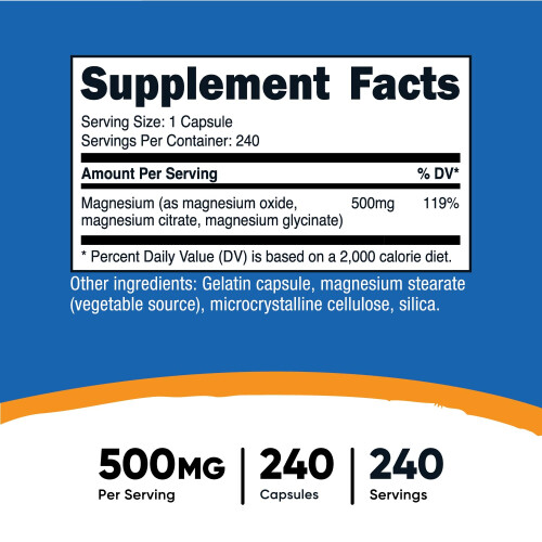 Nutricost, Magnesium Komplex, 500 mg, 240 Kapseln 1