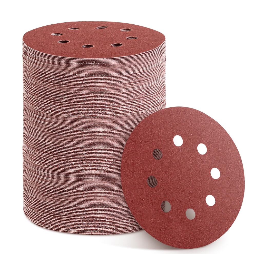 150Pcs Sanding Discs Set, 5Inch 8Hole Sandpaper, Including 60,80,100,120,150,180,240,320,400,600 Grit For Woodworking Or Automotive 820064761439