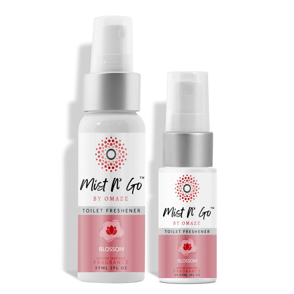 Mist N Go Von Omaze Reise-Toilettenspray, Geruchsentferner Erfrischt Die Luft Im Badezimmer Und Desodoriert Blossom-Tagespackung (2 Oz + 1 O-image