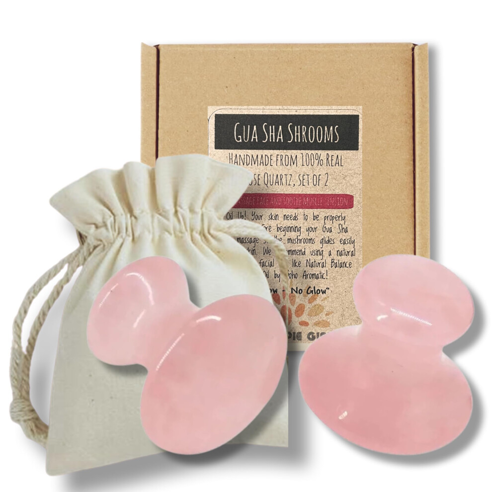 Boho Aromatic This Hippie Girl Gua Sha Mushroom Set Jaw Sculpting Tools Rose Quartz Facial Toning And Yoga Sculpt Massage Tool 2 Gua Sha Mushr