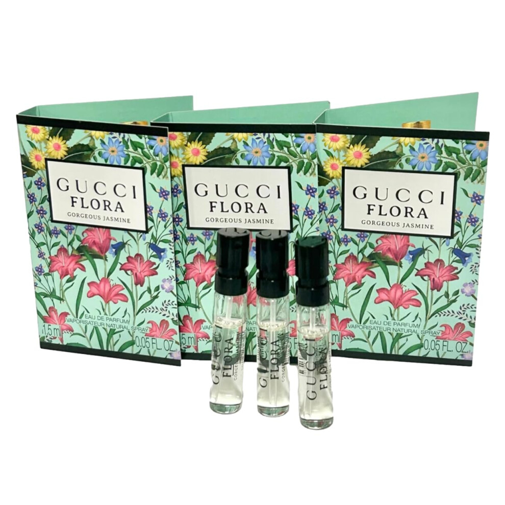 Gucci Flora Sample Perfume Flora Gorgeous Jasmine Perfume Women EDP Spray 1.5 ml / 0.05 oz (set of 3)