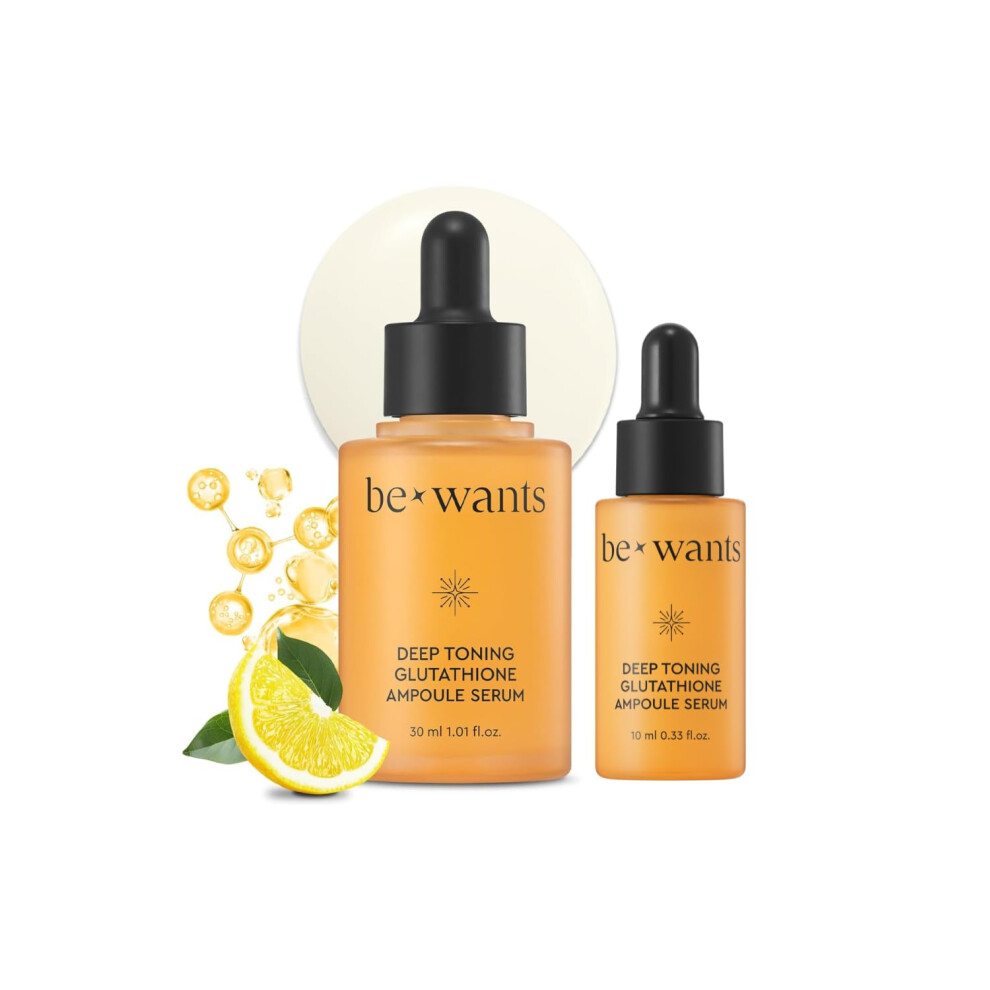 Be+Wants Bewants Deep Toning Glutathione Ampoule Serum | Korean Skincare With Vitamin C & Calendula Extract Oil 1.01 Fl.oz + 0.33 Fl.oz (2 Pack)