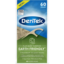 DenTek Earth Friendly Floss Picks Biologische, plantaardige bio-plastic handvatten Mint 60 stuks