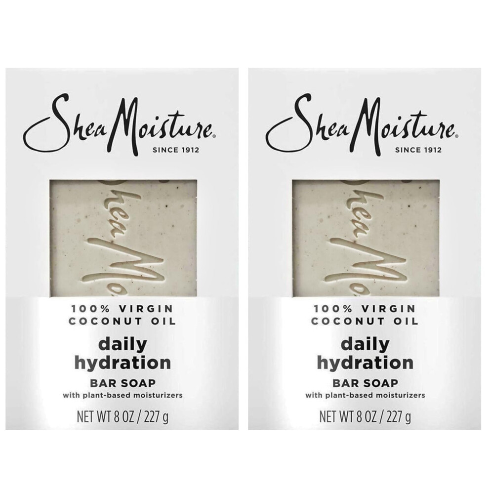 SheaMoisture Bar Soap 100% Virgin Coconut Oil - Daily Hydrating Body Wash Bar Soap with Plant-Based Moisturizers to Nourish and Replenish Skin -