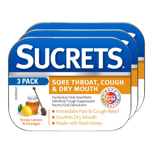 SUCCRET DORE GHIALE E LOZENGE DELLA TOUGHE MEY LEMON 18 COUNT (3 pacchetto)