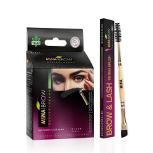 MinaiBrow Schwarz-Tnungsset | Natrliches Spot-Frbepulver mit abgewinkeltem Duo-Pinsel. Wasser- und wischfester Sofort-Brauenfarbstoff fr 100