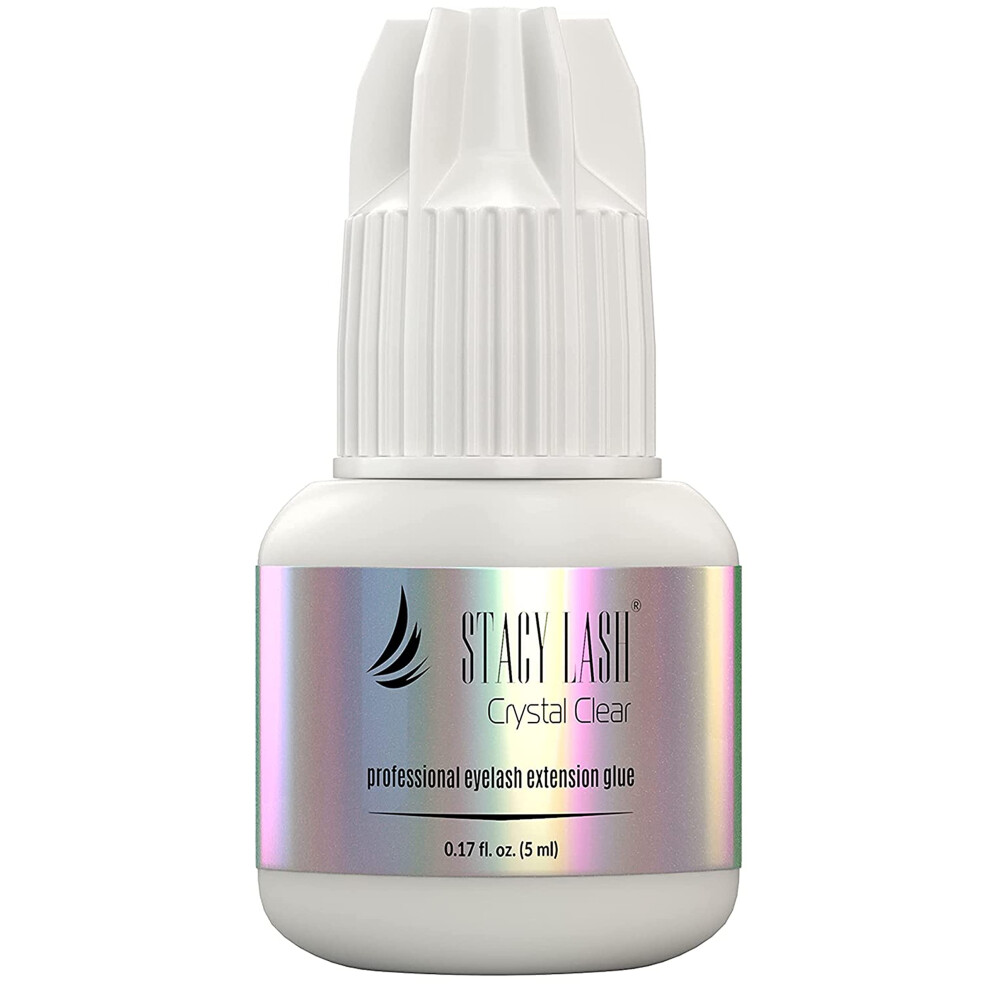 Stacy Lash Crystal Clear Eyelash Extension Glue (0.17Fl.oz/5Ml)/1 Sec Drying Time/Retention - 8 Weeks/Transparent Adhesive/Professional Supplies