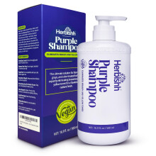 Herbishh Sulfate Free Purple Shampoo for Blonde Hair 16.9 fl. Oz Eliminates Yellow & Brassy Undertones from Silver & Highlighted Hair Deep Clea