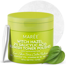 MAREE Blemish Toner Polishes - Daily Facial Radiance Toner Polish - Witch Hazel Pads Akne Face Toning - Akne ihonhoito BHA:lla salisyylihappo - Blemi