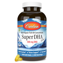 Carlson Super DHA Gems - 500 mg DHA Supplements 640 mg Fatty Acids Norwegian Fish Oil Concentrate Wild-Caught Sustainably Sourced Fish Oil Ca