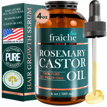 Live Fraiche Rosemary Castor Oil for Hair Growth Oil (16 uncji) Naturalne serum na porost wlosw - Czysty olej rycynowy z olejkiem rozmarynowym na po