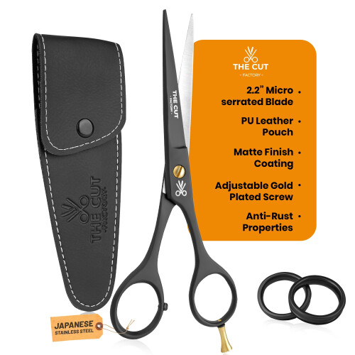 The Cut Factory - Tesoura de cabelo e tesoura de barbeiro profissional - Tesoura de corte de cabelo de ao inoxidvel de 6,5 polegadas com lmina