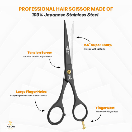 The Cut Factory - Tesoura de cabelo e tesoura de barbeiro profissional - Tesoura de corte de cabelo de ao inoxidvel de 6,5 polegadas com lmina 1