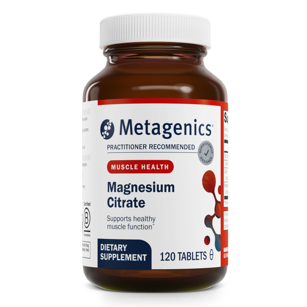Metagenics Magnesium Citrate - 300 Mg Magnesium & 60 Mg Calcium (As Citrates) - Muscle & Bone Health Support* - Gluten-Free & Vegetarian - 120 Co