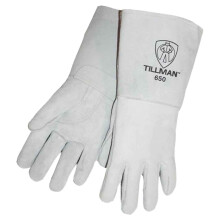 John Medium 14' Pearl Gray Top Grain Cowhide CottonFoam Lined Stick Welders Gloves
