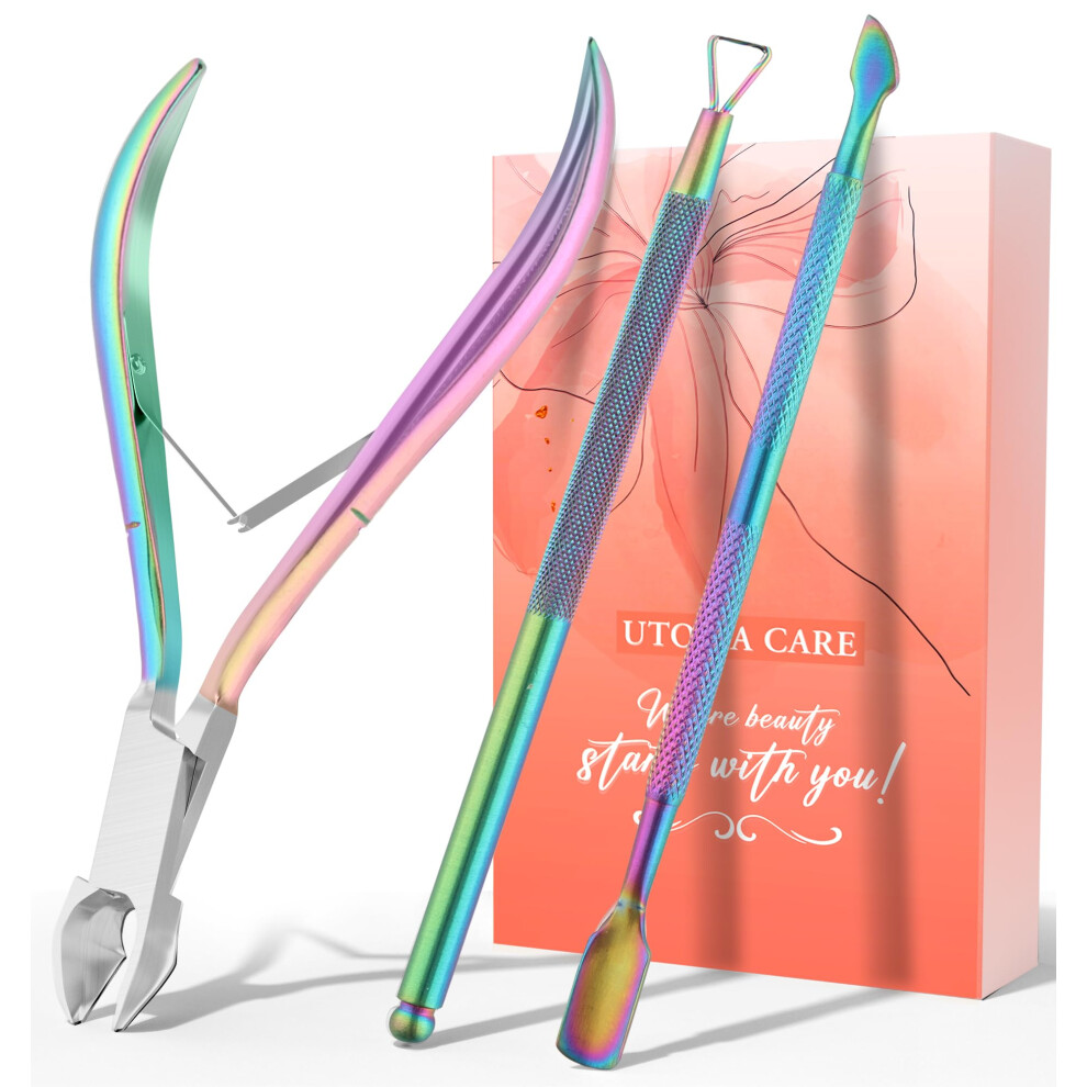 Utopia Care Cuticle Trimmer with Cuticle Pusher Nail Cuticle Trimmer Set Manicure Kit Pedicure Kit Sharp Cuticle Nippers Professional Cuticl