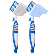 Anbbas Dual Bristle Heads hammasproteesiharja suojakotelolla Hampaiden puhdistusharjasetti hammasproteesien hoitoon tekohampaiden puhdistustyφkalu (2
