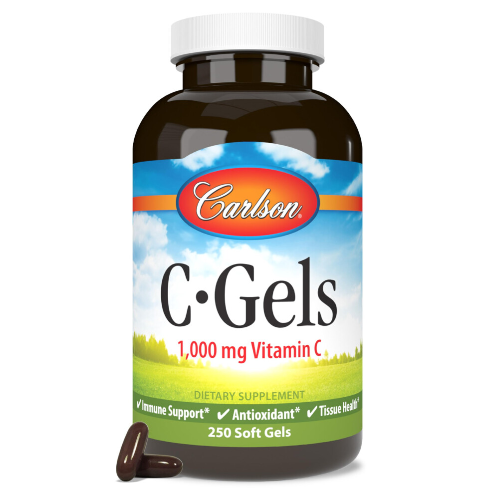 Carlson - C-Gels 1000Mg Vitamin C Softgels Immune Support & Heart Health Vitamin C Softgels Antioxidant Vitamin C Supplement 250 Softgels