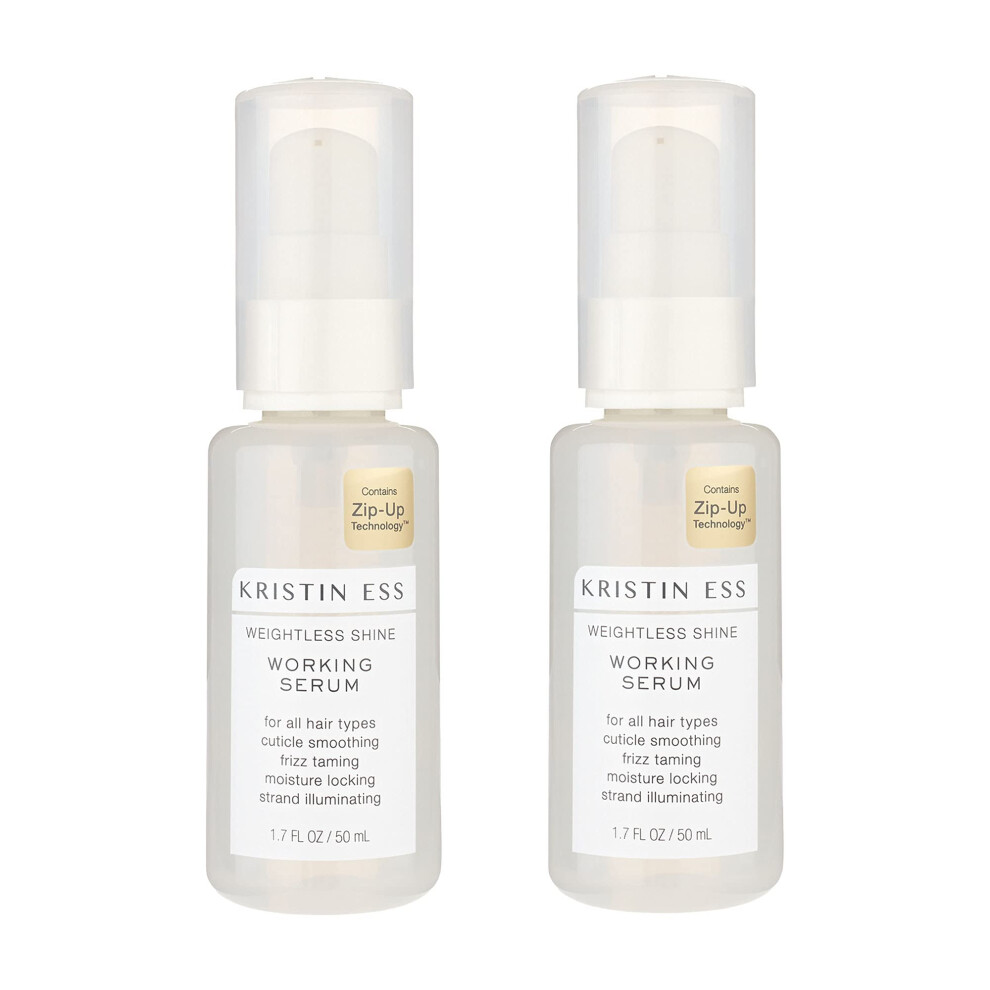 Kristin Ess Hair Weightless Shine Working Hair Serum, Frizz Taming, Cuticle Smoothing, Moisture Locking, Shine Enhancing, Color + Keratin Safe, 1.7 Fl