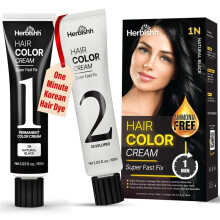 Herbishh Rapid Infusion Haarfrbecreme  1N natrliche schwarze Haarfarbe, permanent, eine Minute mit Kammapplikator, Haarfarbe fr graues Haar, Ammo