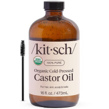 Kitsch Bio-Rizinusl, 100 % reines, kaltgepresstes, unraffiniertes Glasflaschen-Rizinusl fr Haarwachstum, Gesicht, Wimpern, Augenbrauen, Kopfhaut u