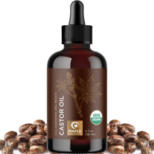 Bio-Rizinusl-Glasflasche  100 % reines, kaltgepresstes, unraffiniertes Bio-Rizinusl  extra vergine, gentechnikfrei, hexanfrei, tierversuchsfrei,