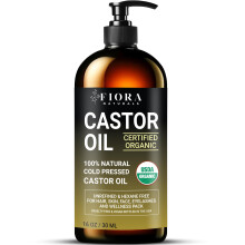 Rizinusl Bio kaltgepresste unraffinierte Glasflasche | Fr das Haarwachstum Skin Caster Oil Pack umhllt Wimpern und Brauen | USDA-zertifiziertes 10