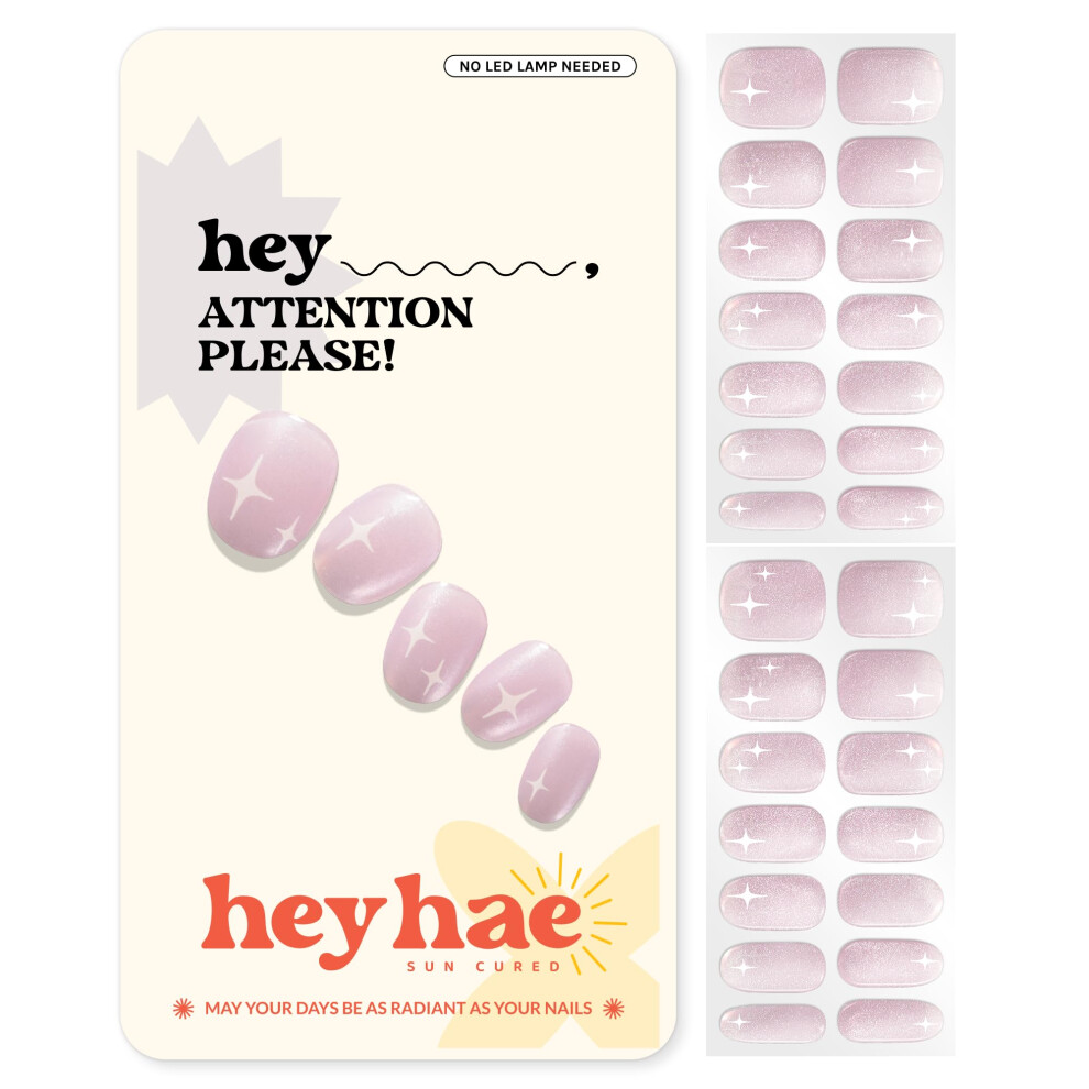 Heyhae Semi Cured Gel Nail Strips | Sun Cured No Led Lamp Needed Easy Apply & Remove | Includes 28 Includes 28 Strips 1 Prep Pad 1 Nail File &