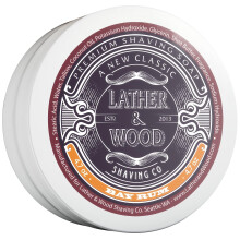Lather & Wood Scheerzeep - Bay Rum - Luxe Scheercrème - Talc - Dichte Lather met Fantastische Geur