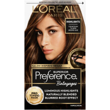 L'Oreal Paris Superior Preference Balayage Kit Hrfarve til at fremhve hjemme med Pro Toning Mask lysebrun til brun 1 st