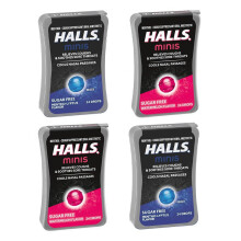 Halls Minis Watermelon & Mentho-Lyptus Sugar Free Cough Drops Variety Pack 4-24 Packs (96 Total Drops)