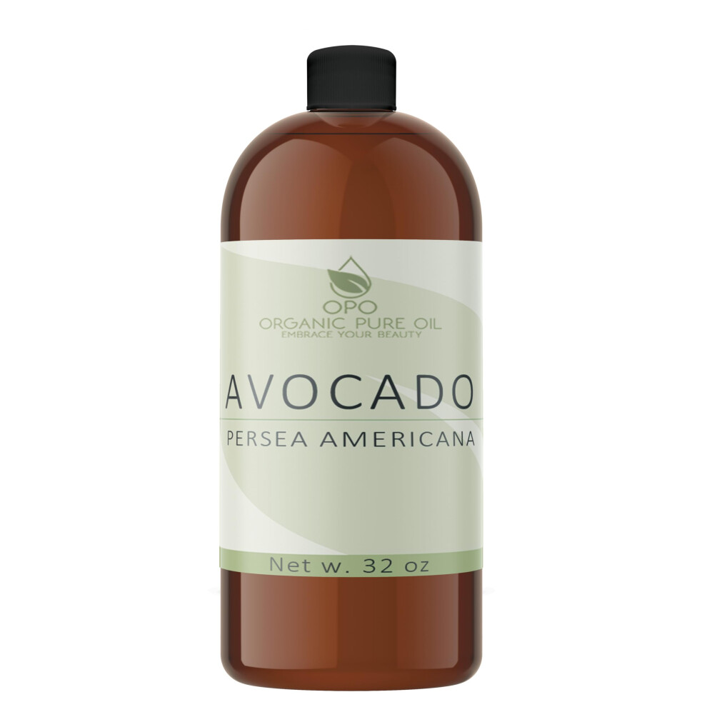 Opo Avocado Oil - Pure Unrefined Partially Filtered Non-Gmo Vegan Fair Trade Cold Pressed Peel Bulk Carrier - 32 Oz - For Skin Hair Nails B