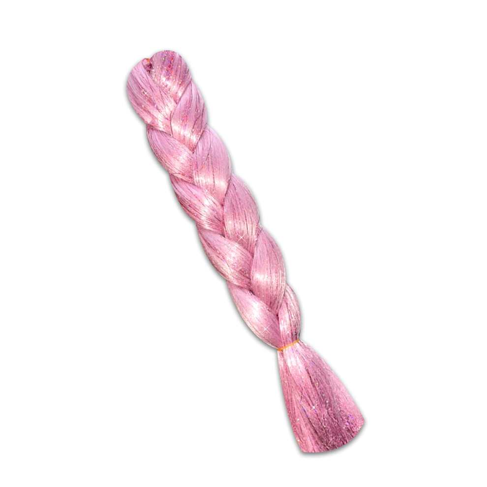 Neva Nude Unisex Pink Pudding Pop Light Princess Jumbo Hair Braid - Ombre Braid Hair Extension With Tinsel | Hair Accessories For Festivals Raves Part