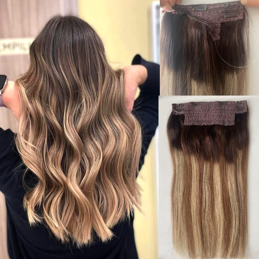 Sunfa Wire Dirty Blonde Hair Extensions 20 Inch Wire Hair Extensions Ombre Dark Brown To Chestnut Brown To Dirty Blonde Highlights 100G Hairpiece Balay