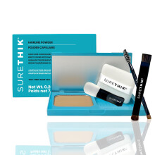 SURETHIK 4-in-1-Puder-Set fr verbesserte Haarlinie Kaschieren von dnner werdendem Haaransatz, Ausbesserung von Glanzlichtern und Augenbrauenverst