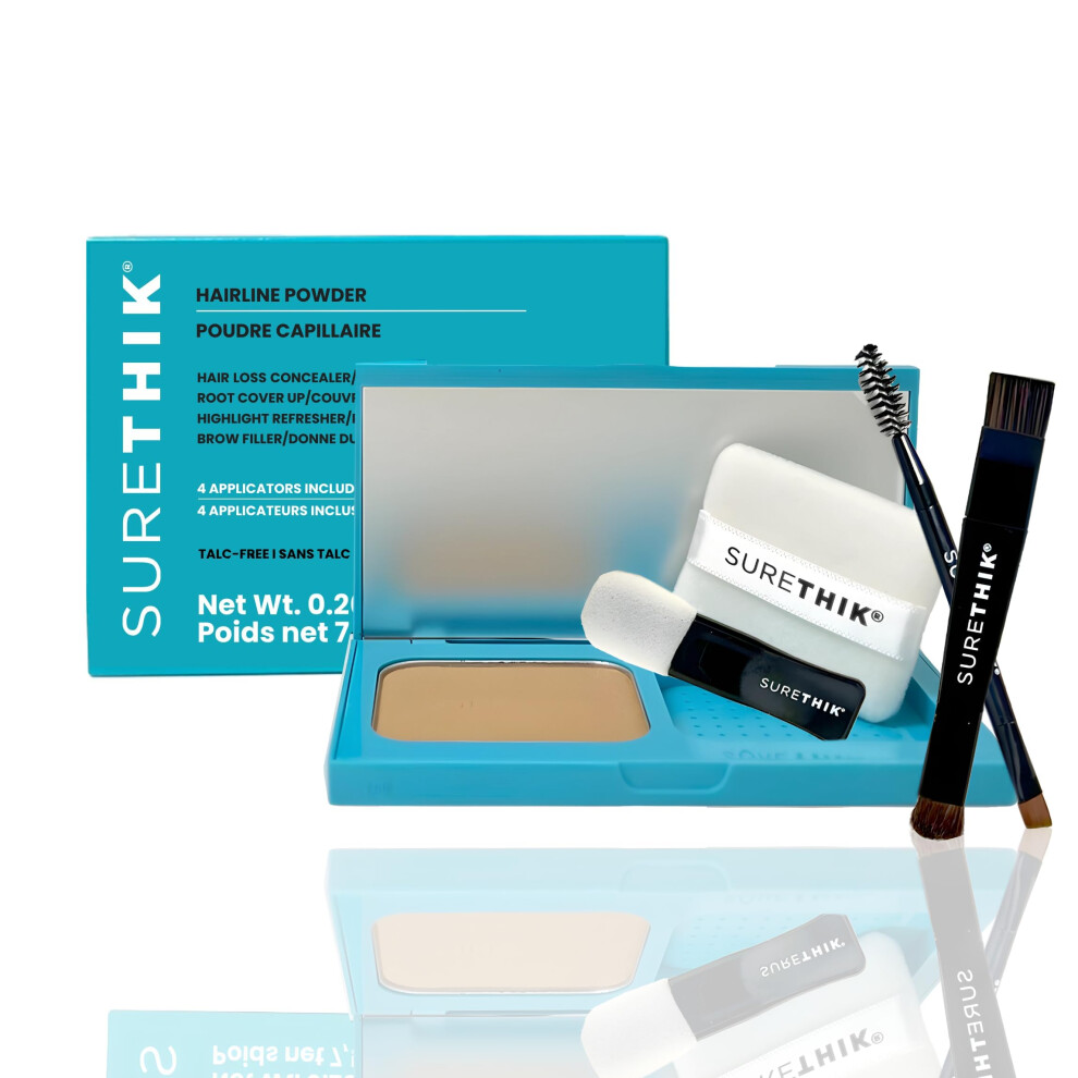 Surethik 4-In-1 Enhanced Hairline Powder Kit - Conceal Thinning Hair Root Touch-Up Highlight Refresher & Eyebrow Enhancer For Men And Women (Da