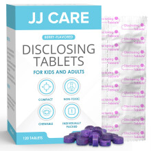 JJ Care Disclosing Tabletter fr barn och vuxna - 120 Count Individuellt frpackade plack avsljande tabletter fr barn som borstar tnder Plackb
