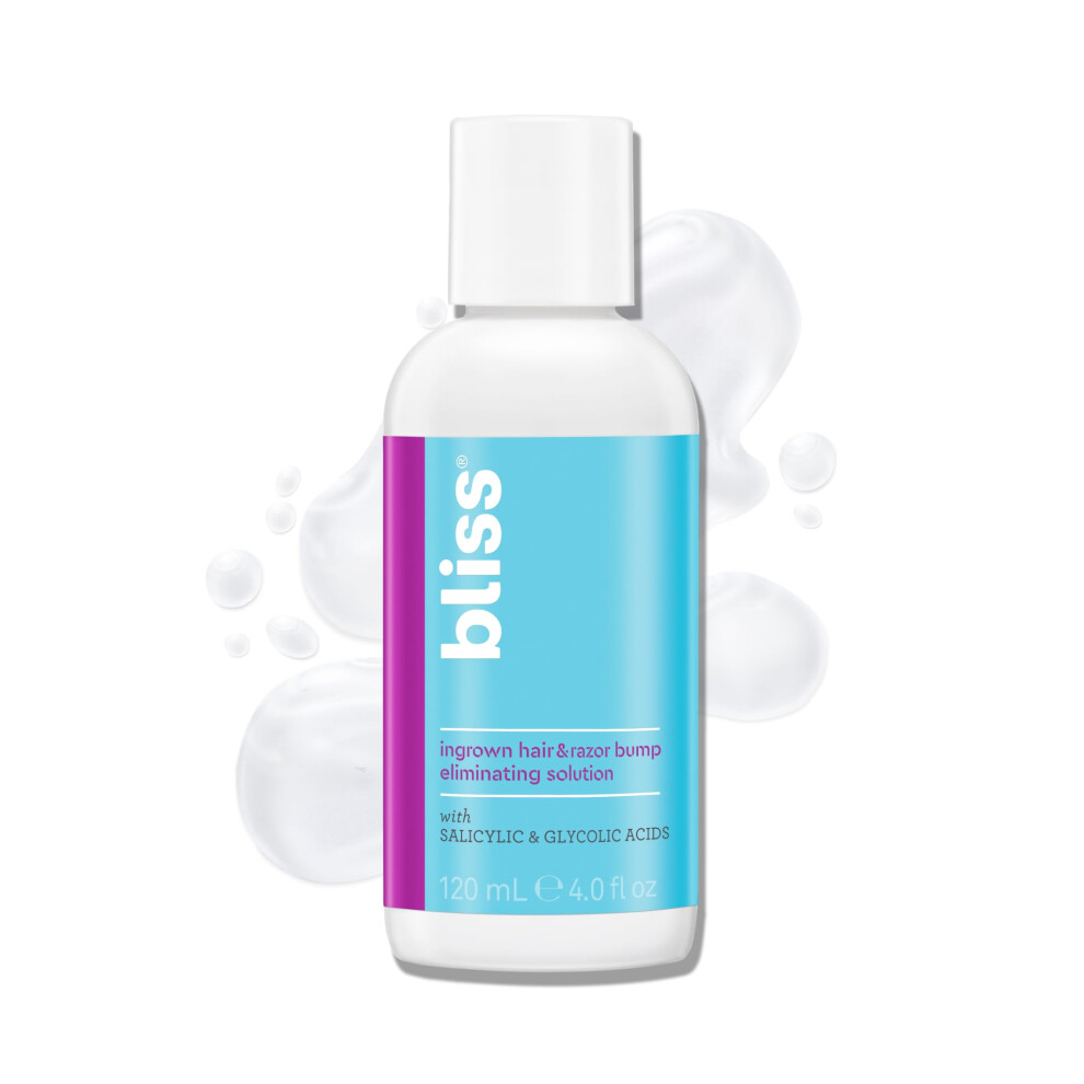 Bliss Ingrown Hair & Razor Bump Eliminating Solution - Formulated With Bha & Aha (Glocolic Acid) - Gentle & Effective - Bump-Free Skin
