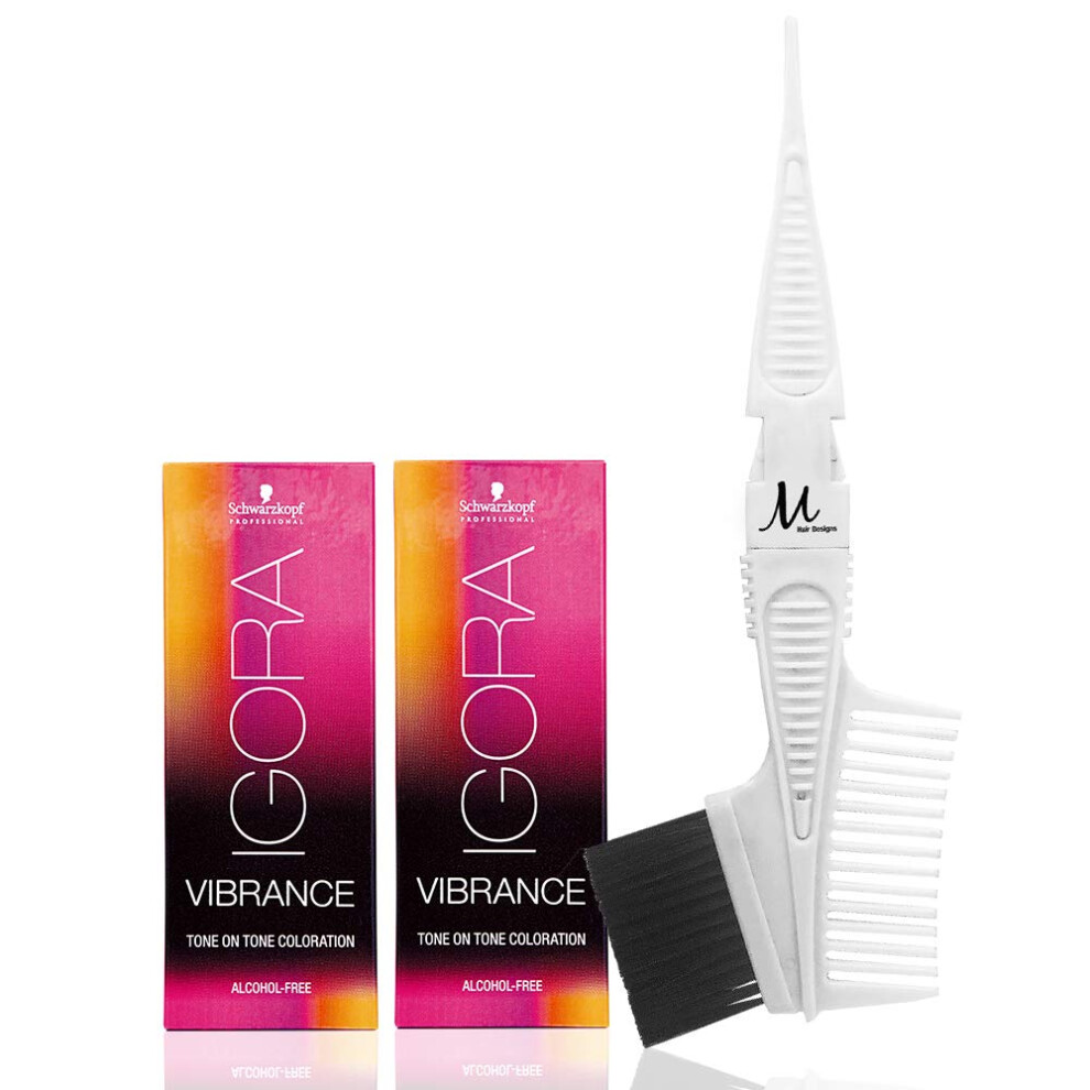 Igora Vibrance 1-0 Noir Natural Demi-Permanent Tone on Tone Olcool Free Liquid Hair Colors 60 ml chacun et m Designs Hair Designs Tint Brush / Pe