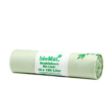 bioMat 35 Gallon Compostable Trash Bags 10 Count Biodegradable Trash Bags for Compost Bin BPI and TUV Certified Keep your Bin Clean