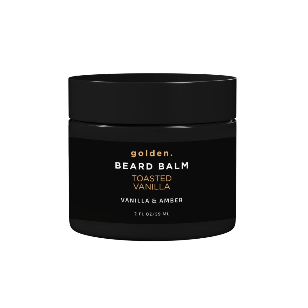 Golden Grooming Comp Golden Grooming Beard Balm | Unique Masculine Scent | Shea Butter For Beard Growth | Tames, Moisturizes & Styles - Toasted Vanilla, 2Oz