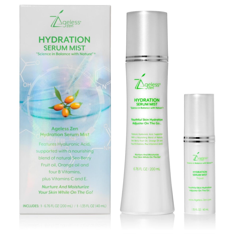 Ageless Zen Hydrating Serum Mist (6.26 + 1.35) FL OZ - (Comes with Refill) - Improves Tone & Texture - Calms hydrates refreshes Sensitive Skin