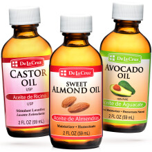 De La Cruz Smandel-Rizinus- und Avocadol-Paket  Expeller-gepresste reine und natrliche le fr Haar und Haut  3 Flaschen  je 2 Fl OZ
